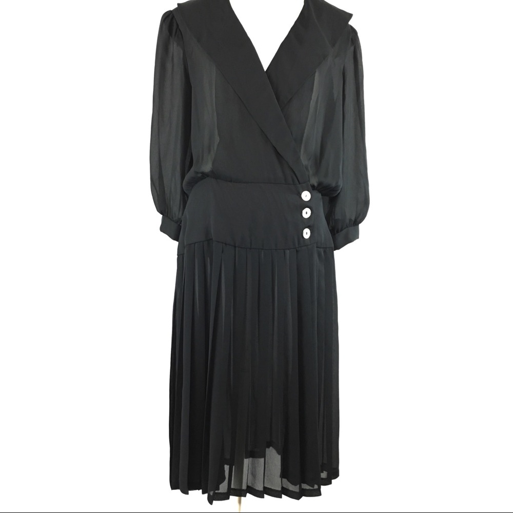 [VTG] Sheer Pleated Secretary Dress